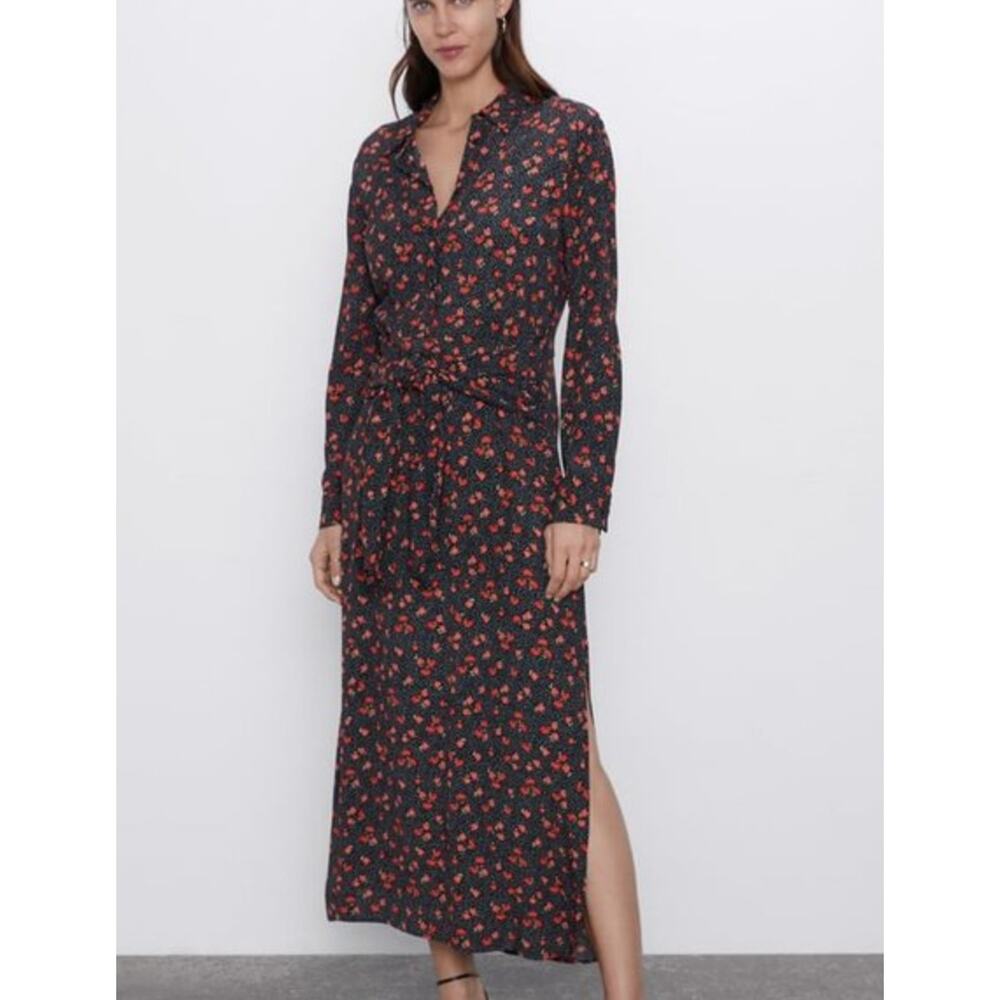 ZARA Floral Printed Tie Waist Dress 4437/294‎